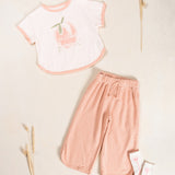 Organic Cotton Wide Leg Trousers || Salmon