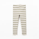 Striped Ribbed Jersey Leggings || Khaki Green