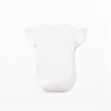 Organic Cotton Body Suit With Ruffle Insert || White