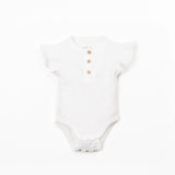Organic Cotton Body Suit With Ruffle Insert || White