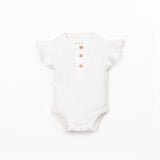 Organic Cotton Body Suit With Ruffle Insert || White