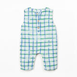Baby Boys Printed Woven Jumpsuit || Blue Checkered