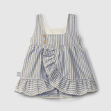 Striped Ruffle Dress || Blue