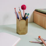 Metal Pen Pot || Brass, Scalloped Edge