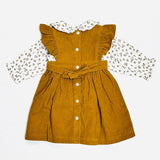 Corduroy Pinafore Floral Baby Dress Set