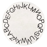 Washable Round Alphabet Area Rug || Ivory