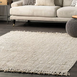 Daniela Farmhouse  Chunky Jute Area Rug || Off White, 6'x9'