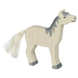 Wooden Grey Horse, Raised Head