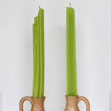 Celery Beeswax Candles Taper Pair