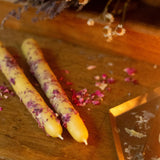 Hand-Dipped Beeswax Taper Candle || Rose Petals
