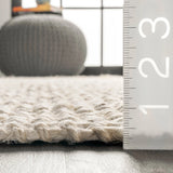 Daniela Farmhouse  Chunky Jute Area Rug || Off White, 6'x9'