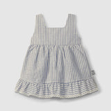 Striped Ruffle Dress || Blue