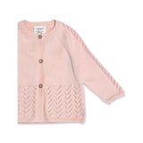 Pointelle Knit Baby Cardigan || Blush Pink