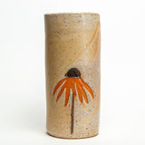 Orange Cone Flower Design Handmade in Ohio Ceramic Vase
