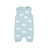 Clouds Jacquard Knit Baby Romper || Sky Heather