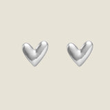 Sweetheart Stud Earrings || Silver