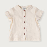 Laurence Baby 2 Piece Set, Mandarin Collar || Terracotta Linen