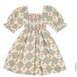 Ivy Dress || Cherry Patchwork Vintage Blue