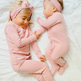 Kids Organic Long Sleeve PJ Set || Mauve