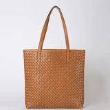 Georgia Tote || Cognac Woven Classic Leather