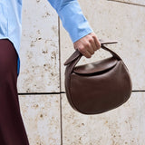 Coco Croissant, Mini || Chocolate Soft Grain Leather