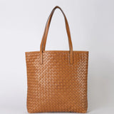 Georgia Tote || Cognac Woven Classic Leather