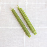 Celery Beeswax Candles Taper Pair
