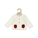 Baby Cardigan Sweater || Strawberry Embroidered Pocket