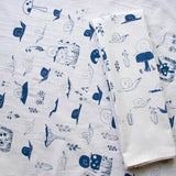 Handprinted Cotton Kitchen Towel || Snails