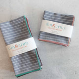 Chambray Stripe Napkins with Color Edging || Navy