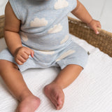 Clouds Jacquard Knit Baby Romper || Sky Heather