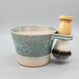 Shave Bowl -Turquoise Hand-thrown, in Ohio, Stoneware Ceramic & brush