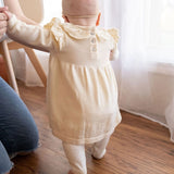 Baby Girls Pointelle Knit Dress || Cream