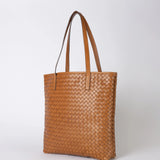Georgia Tote || Cognac Woven Classic Leather