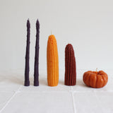Beeswax Taper Candle Pair || Purple Asparagus