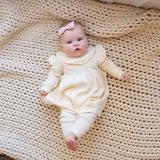 Baby Girls Pointelle Knit Dress || Cream