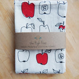 Handprinted Cotton Kitchen Towel || Apple