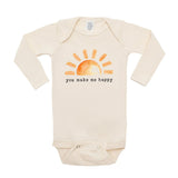 Organic Unbleached Long Sleeve Onesie || You Make Me Happy