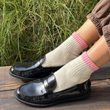 Color Block Girlfriend Socks || Grey Pink