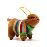 Knitted Ornament || Highland Cow in Striped Jumper