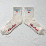 Embroidered Crew Socks || Vanilla