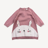 Bunny Jacquard Knit Baby Girl Dress