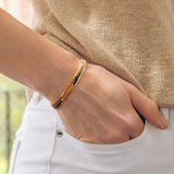 Gem and Pearl Miyuki Stretch Bracelets Set || Brown Cream & Mustard