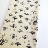 Handprinted Bee Tea Towel || Black