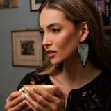 Sonoran Triangle Fringe Earrings || Aqua