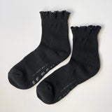 Ruffled Hugger Crew Socks || Black