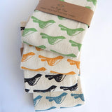 Handprinted Bird Tea Towel || Black