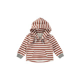 Striped Hoodie Sweatshirt || Red & White