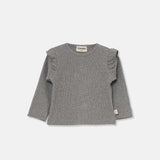 Soft Rib Ruffled Baby Sweater || Grey