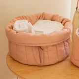 Set Of Two Quilted Baskets || Vintage Nude